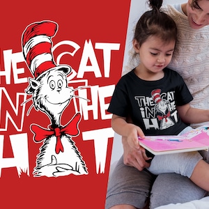 Lustige Katze im Hut Weltbuchtag T-Shirt, Lesetag Dr. Seuss Woche Schullehrer T-Shirt, Lesen über Kitty Cap Bibliothek Buch Liebhaber Top