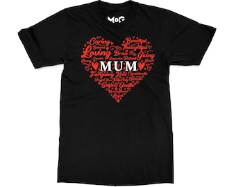 Retro Heart Mum T-Shirt, Loving Mom Life Graphic Tee, New Mama Gift Top, Cute Mother's Day Shirt, Inspirational Motherhood Unisex T-Shirt