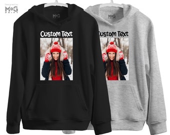 Custom Photo Hoodie | Any Picture Image PERSONALISED Text Hoody | Own Photo Jumper | Personalized  Photo Gifts | Birthday Hen Party Hoodies