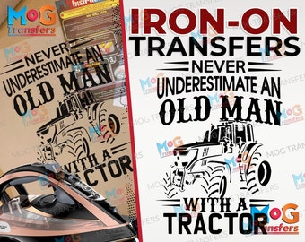 Tractor Old Man Iron On Transfer, Funny Farmer Design