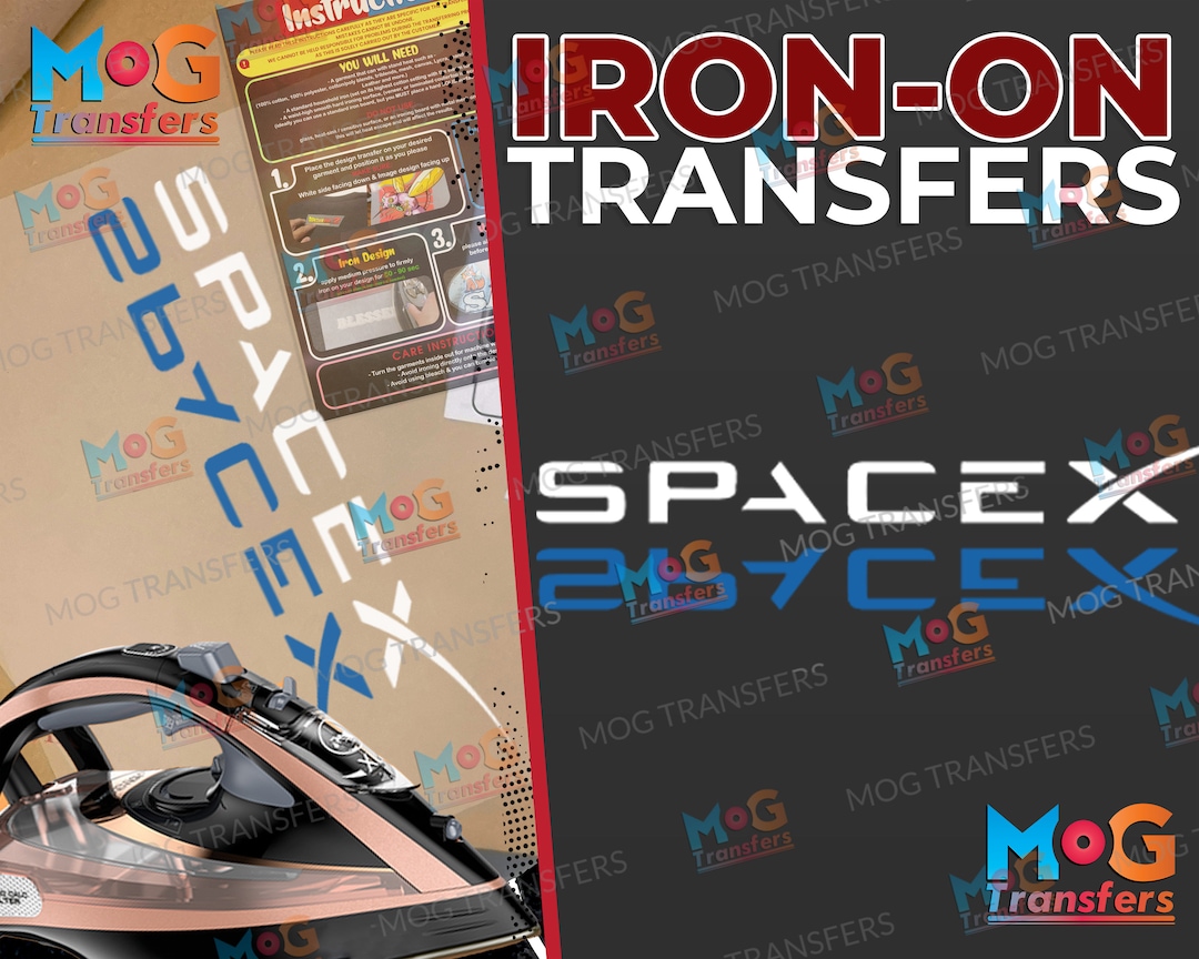 Spacex Mirrored Logo Iron on Heat Transfer, DIY T-shirt Decal - Etsy