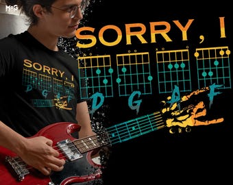 Camiseta con acordes de guitarra divertidos, regalo retro para amantes de la música