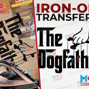 The Dogfather Bügelbild Transfer Patch Heat Press Print für T-Shirts, Geschenk für Tierbesitzer Hundeliebhaber