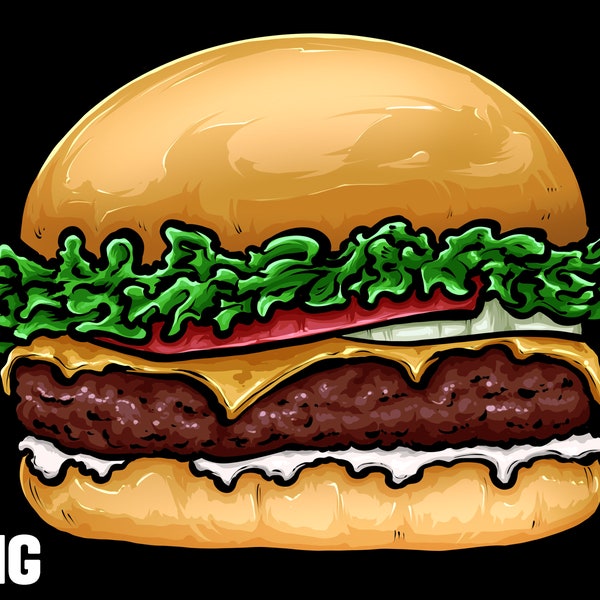 burger cheesburger hamburger png sublimation clipart illustration