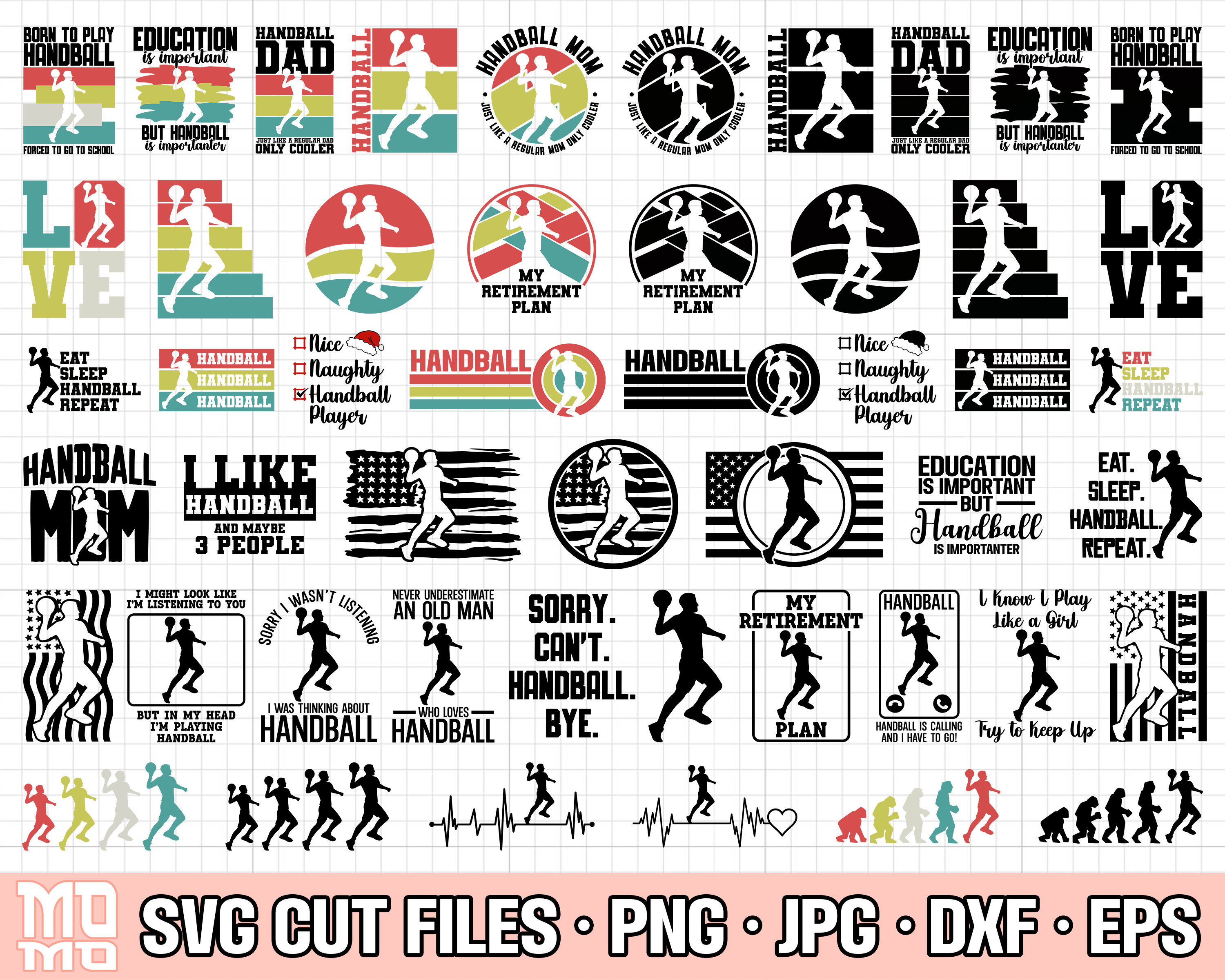 Handball svg Bundle Cricut Handball png Bundle Handball Shirt Design Bundle eps dxf jpg Clipart Vektor kostenlos kommerzielle Nutzung