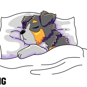 sleeping dog australian shepherd png sublimation clipart illustration free commercial use