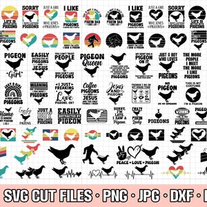 pigeon svg bundle cricut pigeon png bundle pigeon shirt design bundle eps dxf jpg clipart vector free commercial use