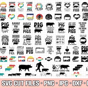 pig svg bundle cricut pig png bundle pig shirt design bundle eps dxf jpg clipart vector free commercial use