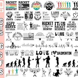 badminton svg png bundel cricut shirt ontwerp badminton speler silhouet gesneden bestand eps dxf jpg vector commercieel gebruik