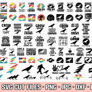 crow svg bundle cricut crow png bundle crow shirt design bundle eps dxf jpg clipart vector free commercial use
