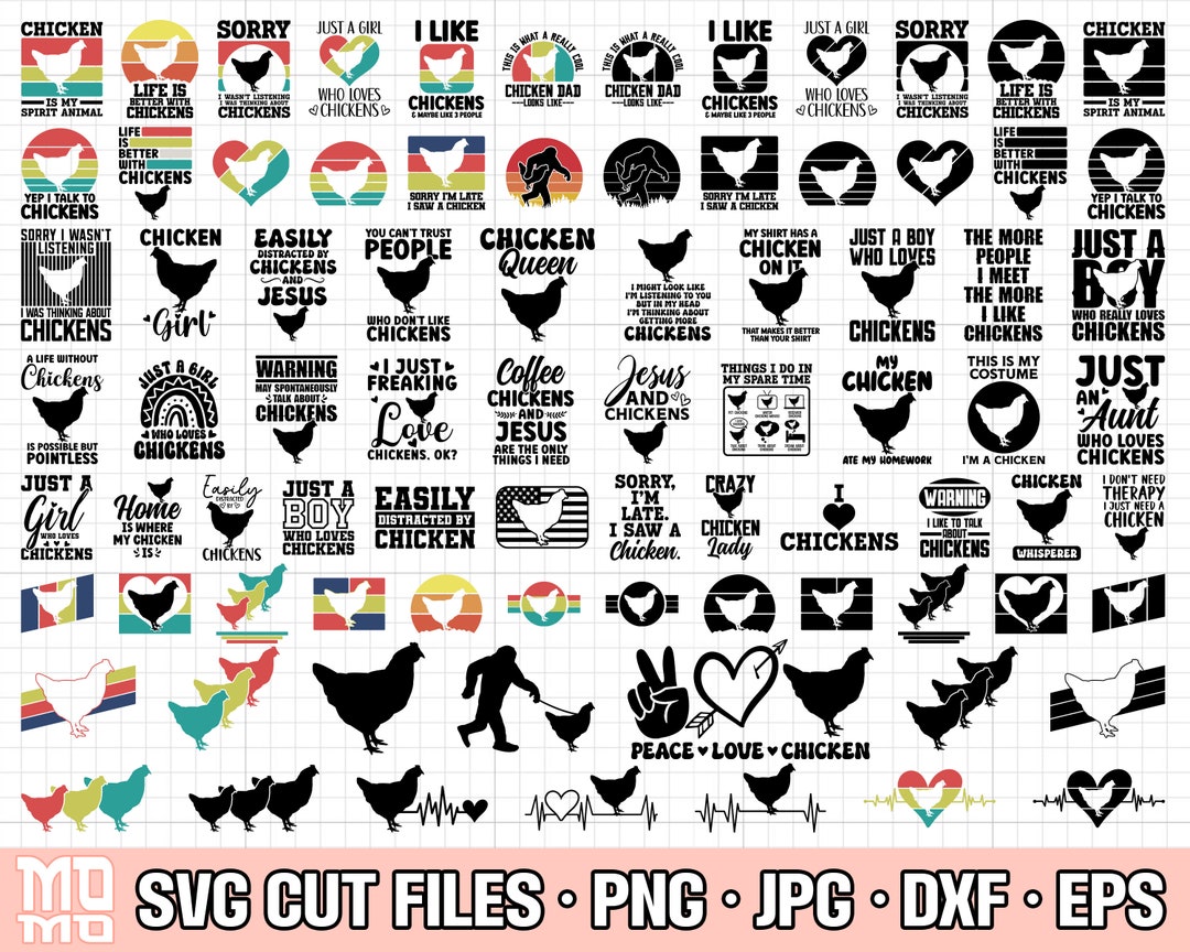 Vector Lettering Chicken Bundle Chicken Svg Bundle Chicken Png Bundle Chicken Cricut Cut Files Shirt ...