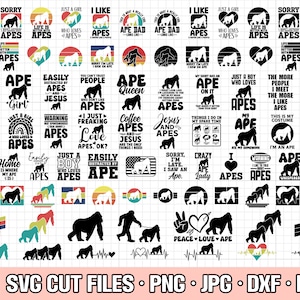 ape svg bundle cricut ape png bundle monkey clipart ape shirt design bundle free commercial use