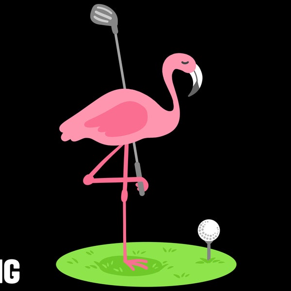 flamingo golf png sublimation clipart illustration free commercial use