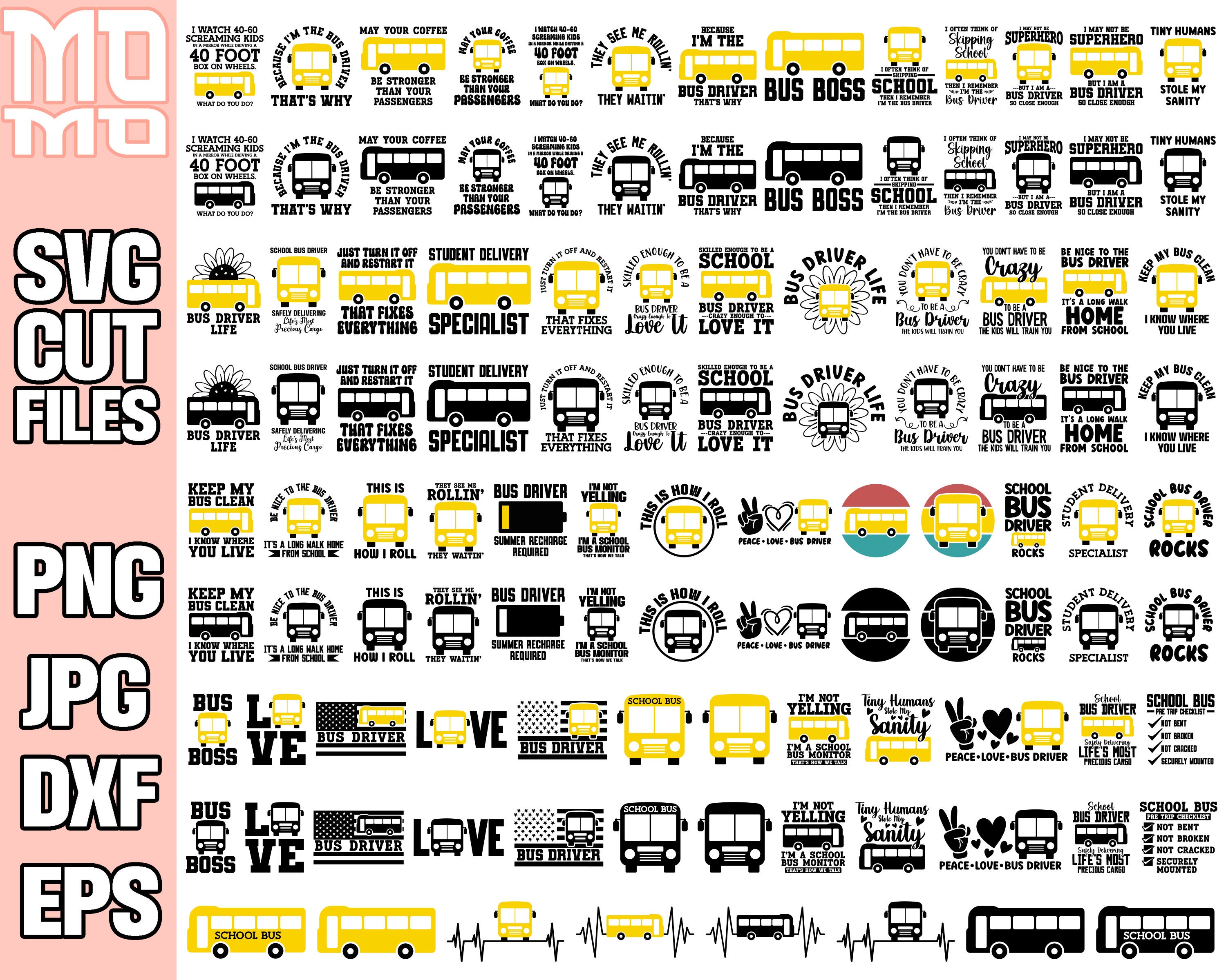 school bus driver svg png bundle cricut shirt school bus clipart vector svg png eps dxf cut file commercial use