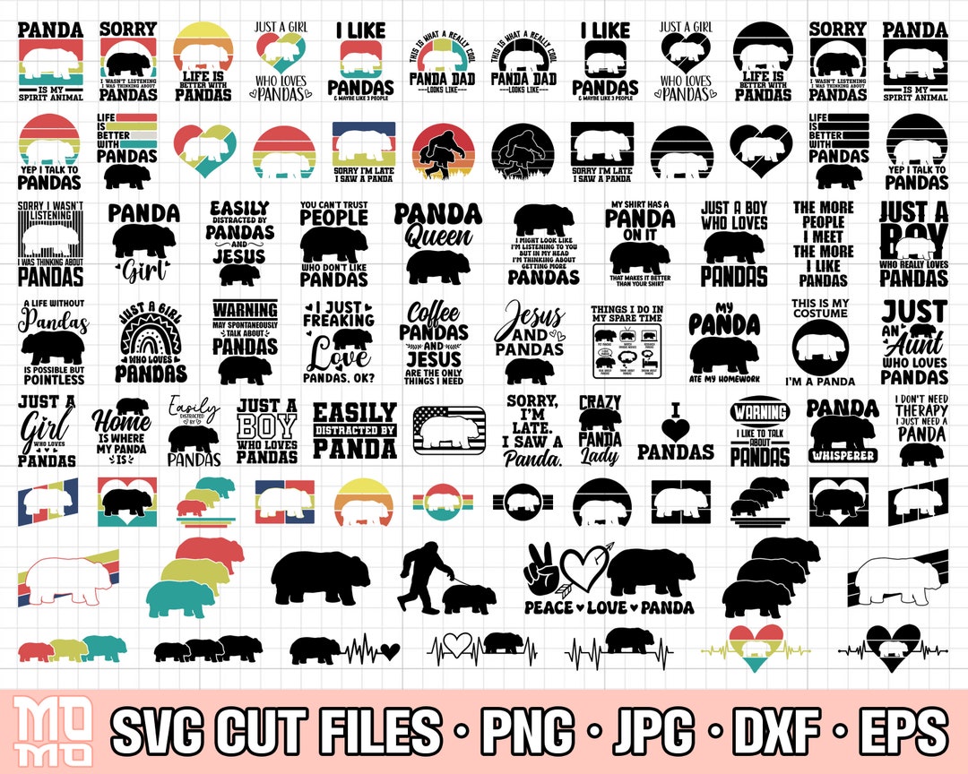 Panda Svg Bundle Cricut Panda Png Bundle Panda Shirt Design Bundle Eps ...