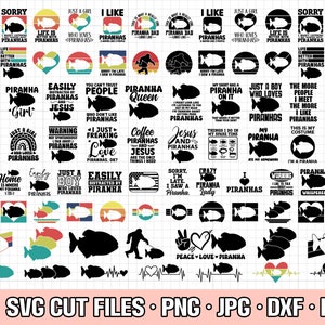 piranha svg bundle cricut piranha png bundle piranha shirt design bundle eps dxf jpg clipart vector free commercial use