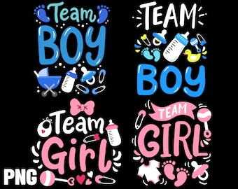 Geschlecht offenbaren Team Junge Team Mädchen PNG Bundle Sublimation