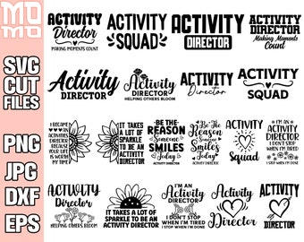 activity director svg bundle cricut activity director png bundle activity director cut file bundle commercial use