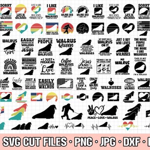 walrus svg bundle cricut walrus png bundle walrus shirt design bundle eps dxf jpg clipart vector free commercial use