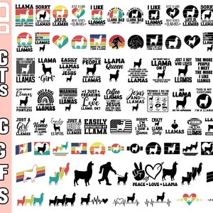 llama svg bundle cricut llama png bundle llama shirt design bundle eps dxf jpg clipart vector free commercial use