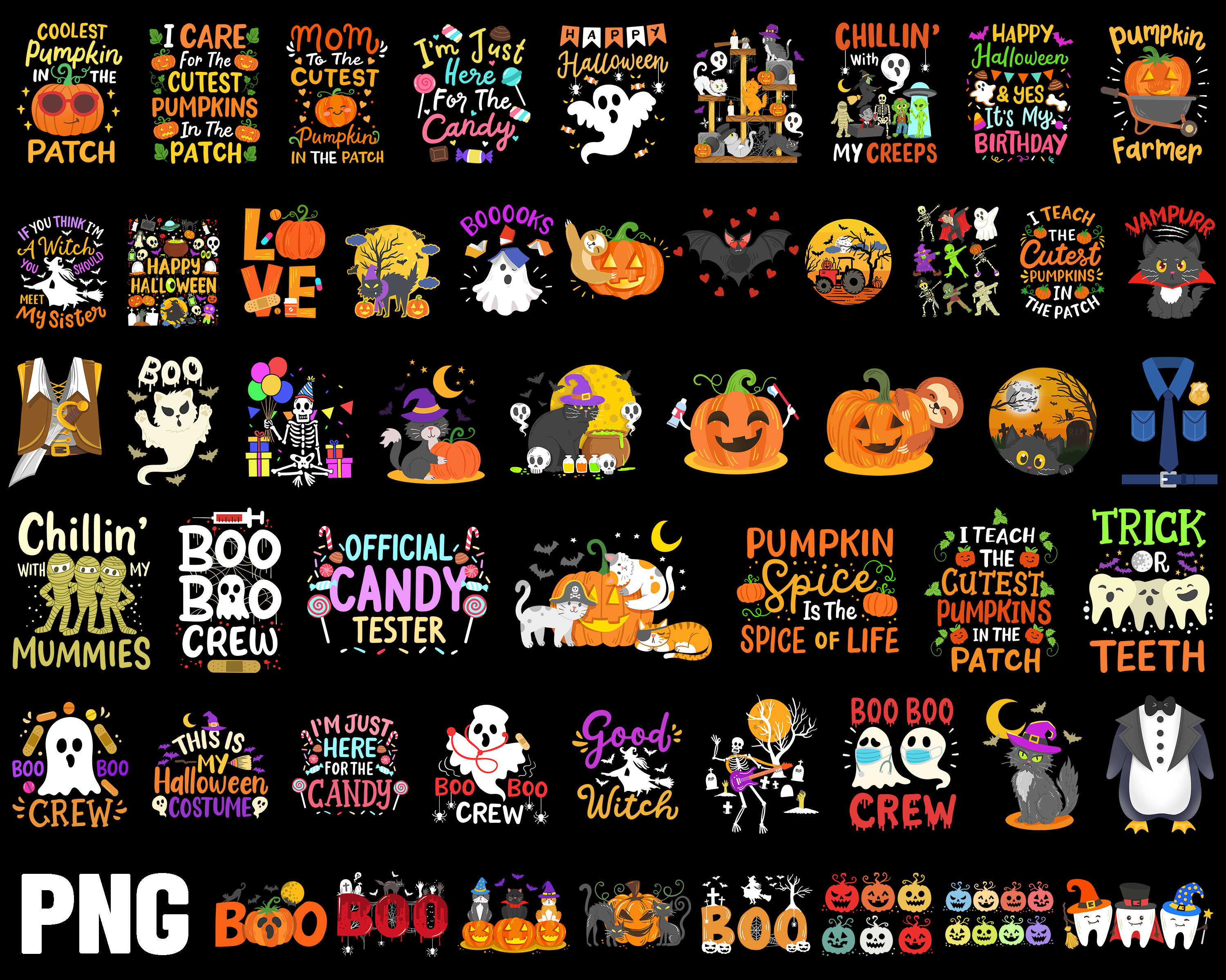 Lot png d'halloween par sublimation Lot de conception de chemises d'Halloween à usage commercial