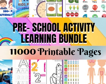 11000 Preschool + Kindergarten Printable Activity Worksheets| All-In-One Learning Bundle|  Kids & Family Games| Print as per your need| PLR