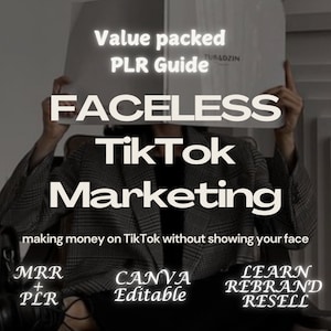Faceless TikTok Marketing Guide: MRR + PLR, Canva Editable (E-book)