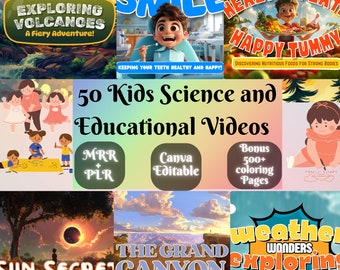 PLR | 50 Kids Science and Educational Videos w/ Voiceovers |Vol 1| Ready to Use for Social Media | Customizable | Rebrand Resell| Bonus