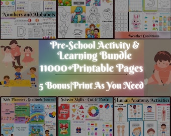 11000 Preschool + Kindergarten Printable Activity Worksheets| Home schooling Learning Bundle| Kids & Family Games| PLR MRR| 5 Bonus
