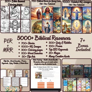 Plus de 5 000 ressources bibliques| Patrimoine chrétien | Contes du Nouveau et de l'Ancien Testament | Changement de marque PLR MRR | Coloriages |Clip arts |Bonus | Tutoriel