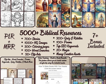 5000+ Biblical Resources| Christian Assets |New & Old Testament Tales | PLR MRR Rebrand Resell | Coloring Pages |Clip Arts |Bonus | Tutorial