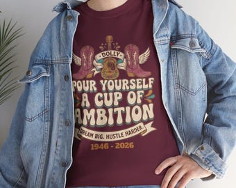 Nalej sobie filiżankę kawy z misiem Ambition | Motywująca ilustracja vintage, Dolly Parton