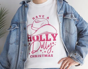 Koszulka kowbojska Holly Jolly Christmas | Koszulka świąteczna Western Santa Hat