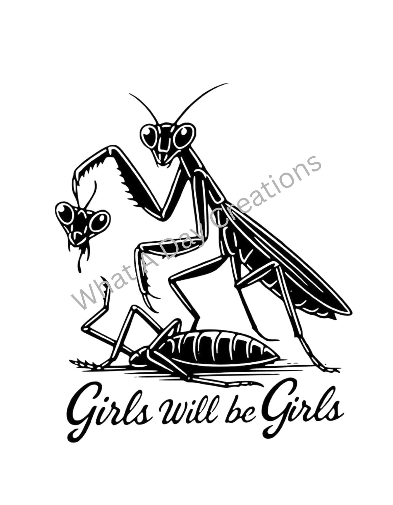 【希少プロモ盤！】PRAYING MANTIS /THIS TIME GIRL Praying Mantis Clipart: Girls Will Be Girls Funny Decal (SVG, PNG