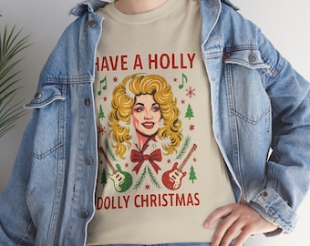 Koszulka świąteczna „Have a Holly Dolly” | Koszulka świąteczna vintage Dolly Parton
