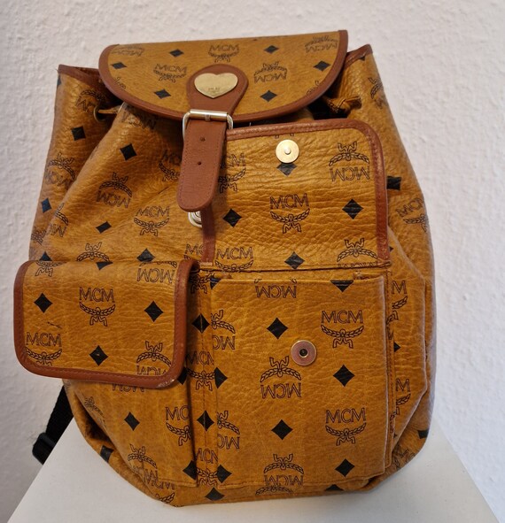 MCM Backpack Bag Backpack Cognac Brown Black Gold Vintage  display picture 1