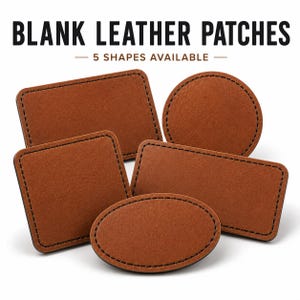 Laserable Faux Leather Hat Patches with Adhesive, 10 Pack