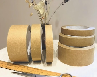 Cinta de papel kraft ecológica para envolver regalos: reciclable (19 mm, 24 mm, 48 mm)