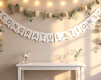 Congratulations Banner | Reusable Paper Party Banner | Eco Friendly Decoration | Recycled Card & Tencel Ribbon | Keepsake Celebration Decor