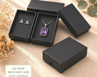 Small Recycled Black Jewellery Gift Boxes | Ready Assembled | Ethical UK Made Packaging - 50x70x17mm