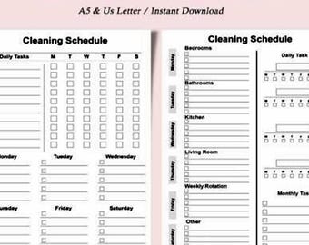 Lista de verificación de limpieza de primavera / Lista de verificación de limpieza semanal / Planificador de limpieza / Programa de limpieza de primavera / Imprimible de limpieza de primavera