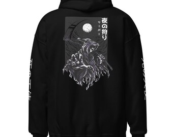 Sudadera con capucha de Ángel de la Muerte / Sudadera con capucha de la Parca / Sudadera con capucha de Ángel de la Muerte / Sudadera con capucha de Fantasma / Sudadera con capucha de diseño japonés / Sudadera con capucha con diseño de espalda / Sudadera con capucha unisex