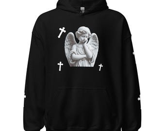 Sudadera con capucha de ángel / Sudadera con capucha de cruz / Sudadera con capucha cristiana / Sudadera con capucha religiosa / Sudadera con gráfico de ángel / Sudadera con capucha con diseño en la espalda / Sudadera con capucha unisex / Sudadera con capucha de moda