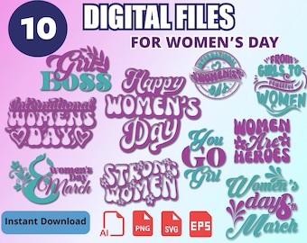 Happy International Women's Day, Digital Download, Women's Day Svg, March 8 Svg, Girl Day Svg Bundle