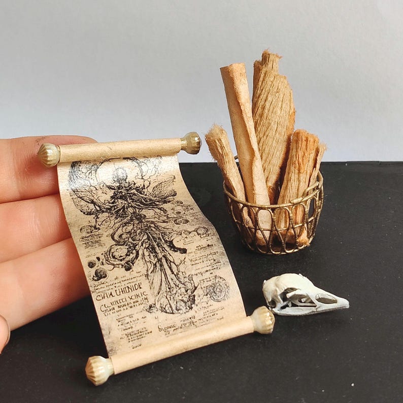 Miniature Witch Room Table Set & Witchcraft Tools Dollhouse, Diorama Decor for Halloween, 3D printed image 5
