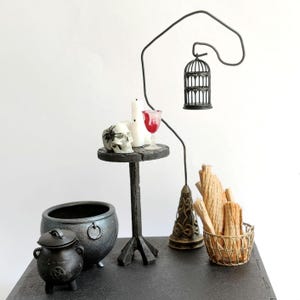 Miniature Witch Room Table Set & Witchcraft Tools Dollhouse, Diorama Decor for Halloween, 3D printed Set 2