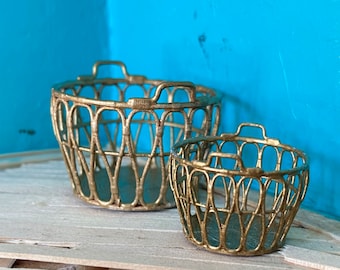Miniature Dollhouse Gold Color Wire Basket, 3d Printed, 1:12 Scale
