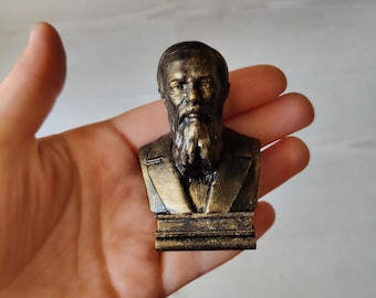 Bronze Bust of Fyodor Dostoyevsky is Mounted on a Pedestal of Books (3D Printed)