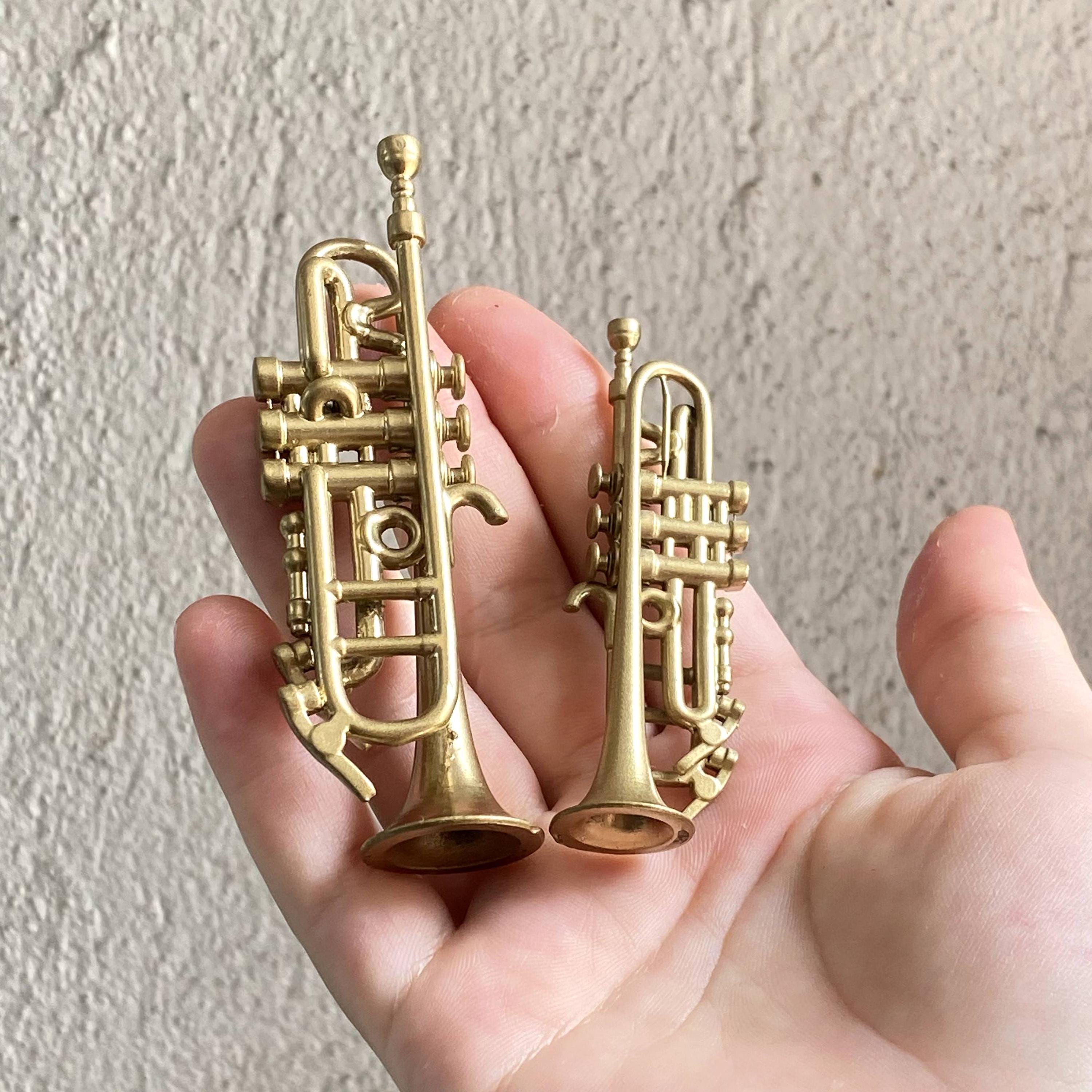 Miniature De Trompette Hztyyier – Réplique Laiton Doré Avec Support Et Étui | Cadeau De Décoration Pour Musicien