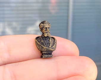 1:12 Scale for Bookshelf, Miniature  Bronze Bust of Charles Dickens, 3D Printed